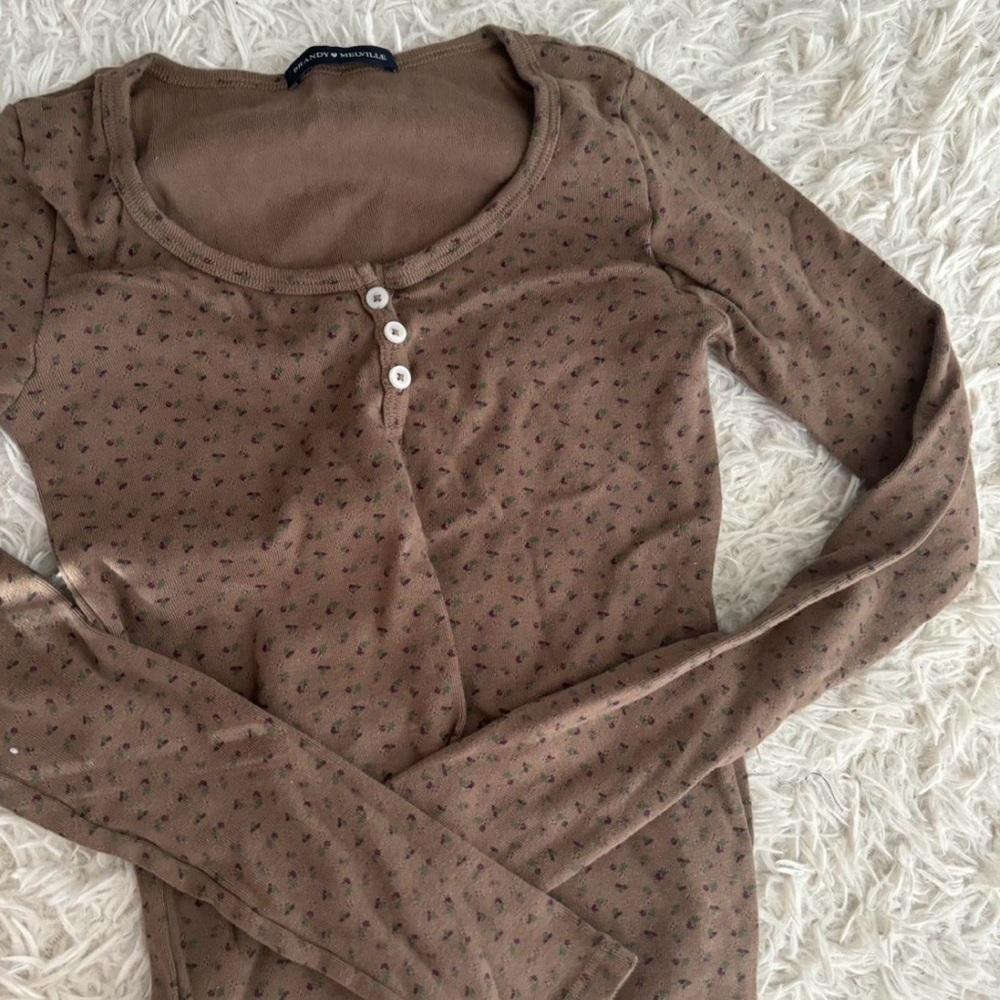 brandy melville Brown Long Sleeve Henley Top